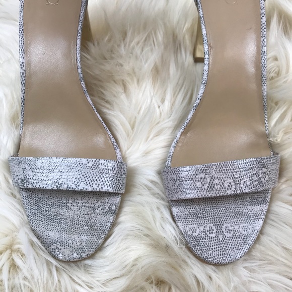 Ann Taylor Snakeskin Leather Strappy Block Heels - Picture 4 of 8